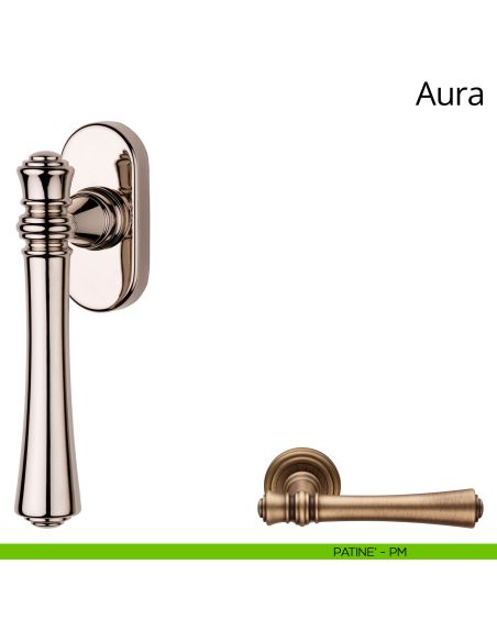 Maniglia per finestra martellina DK Aura Linea Calì patinè