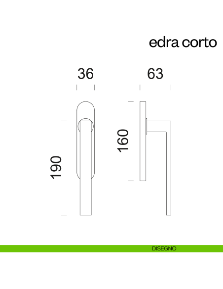 Maniglione per alzante scorrevole Edra Corto dnd Handles accoppiato disegno