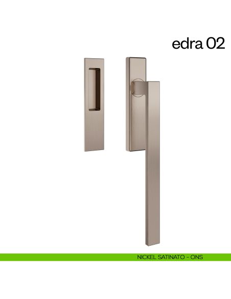 Maniglione per alzante scorrevole Edra 02 dnd Handles singolo nickel satinato