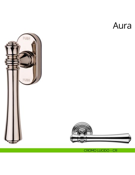 Maniglia per finestra martellina DK antintrusione Aura Linea Calì cromo lucido