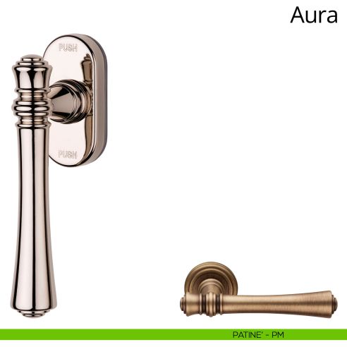 Maniglia per finestra martellina DK antintrusione Aura Linea Calì patinè