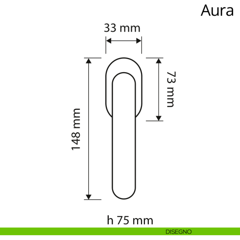 Maniglia per finestra martellina DK antintrusione Aura Linea Calì disegno