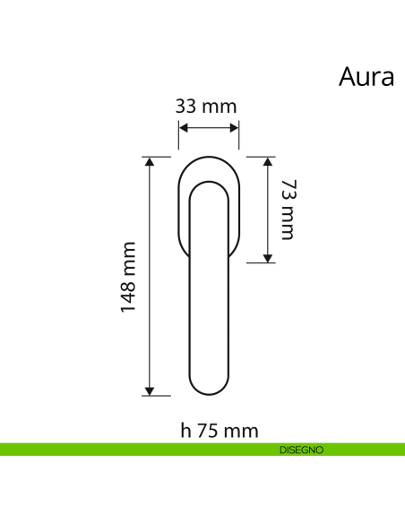 Maniglia per finestra martellina DK antintrusione Aura Linea Calì disegno