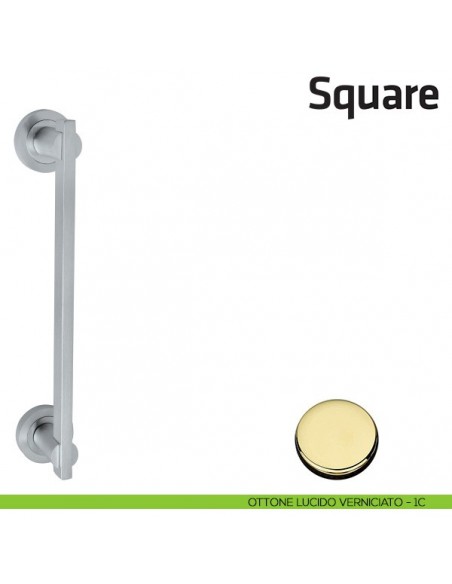 Maniglione per porta Square Comit accoppiato 348 mm ottone lucido verniciato