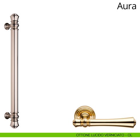 Maniglione per porta dritto Aura Linea Calì ottone lucido verniciato
