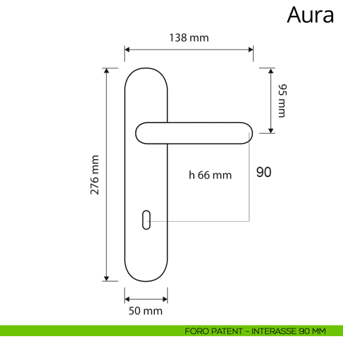 Maniglia con placca per porta Aura Linea Calì placca patent 90