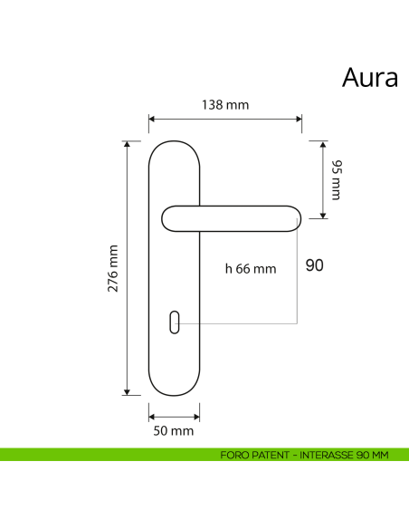 Maniglia con placca per porta Aura Linea Calì placca patent 90