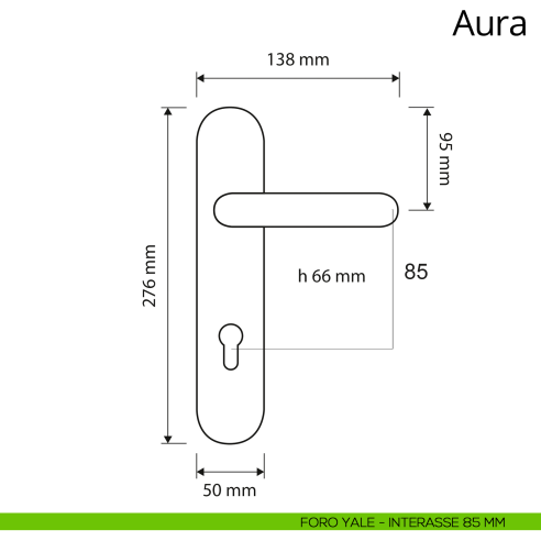 Maniglia con placca per porta Aura Linea Calì placca yale