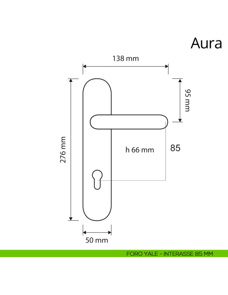 Maniglia con placca per porta Aura Linea Calì placca yale