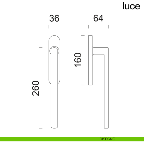 Maniglione per alzante scorrevole Luce dnd accoppiato disegno
