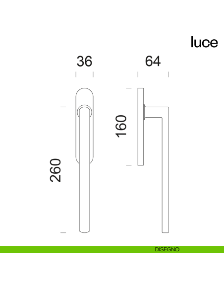 Maniglione per alzante scorrevole Luce dnd accoppiato disegno