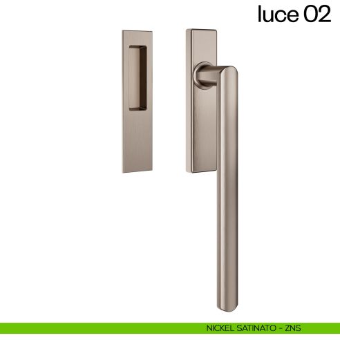 Maniglione per alzante scorrevole Luce 02 dnd singolo nickel satinato
