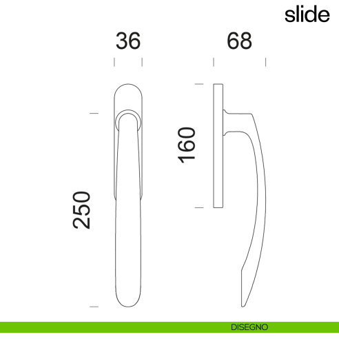 Maniglione per alzante scorrevole Slide dnd Handles accoppiato disegno