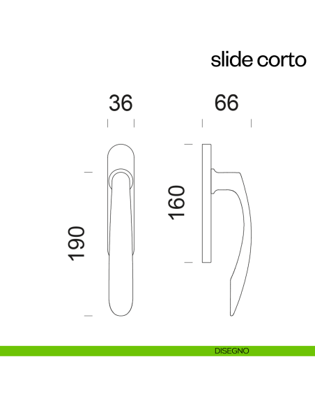 Maniglione per alzante scorrevole Slide Corto dnd Handles accoppiato disegno