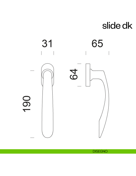 Maniglione per finestra martellina DK Slide dnd Handles disegno