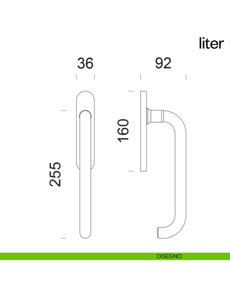 Maniglione per alzante scorrevole Liter dnd Handles accoppiato disegno