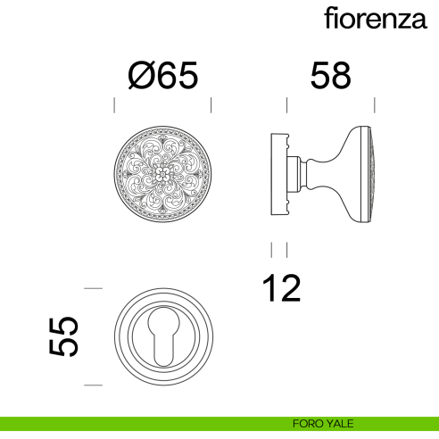 Pomello per porta Fiorenza girevole dnd foro yale