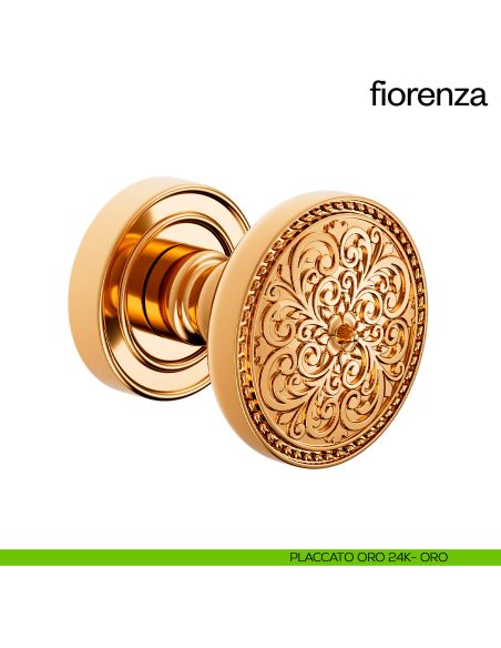 Pomello per porta Fiorenza fisso dnd placcato oro 24K
