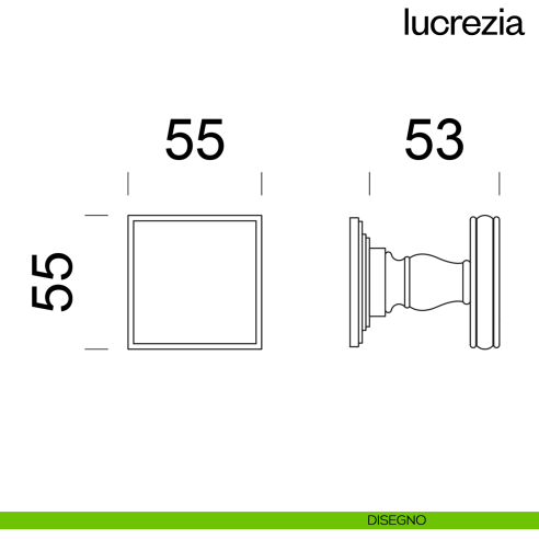 Pomello per porta Lucrezia fisso dnd Handles disegno