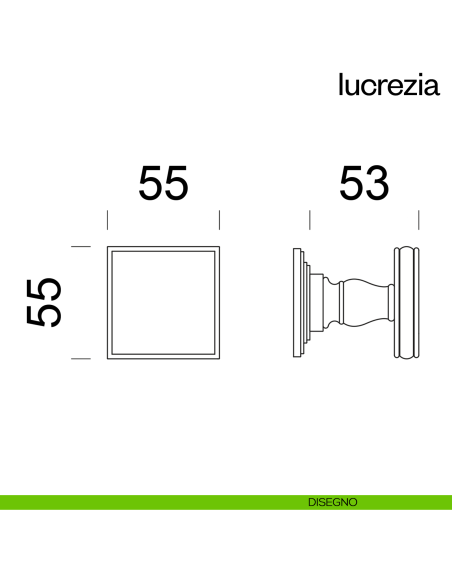 Pomello per porta Lucrezia fisso dnd Handles disegno