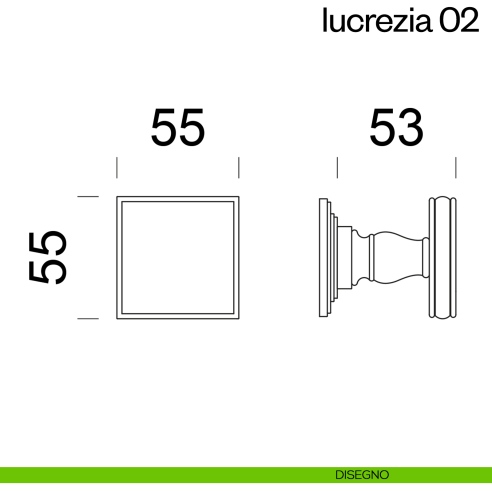 Pomello per porta Lucrezia 02 fisso dnd Handles disegno