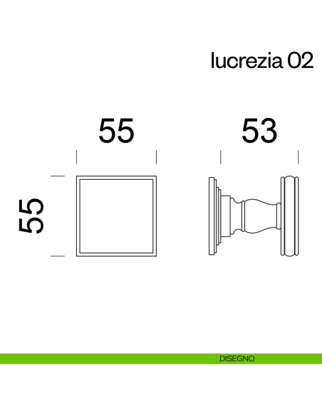 Pomello per porta Lucrezia 02 fisso dnd Handles disegno