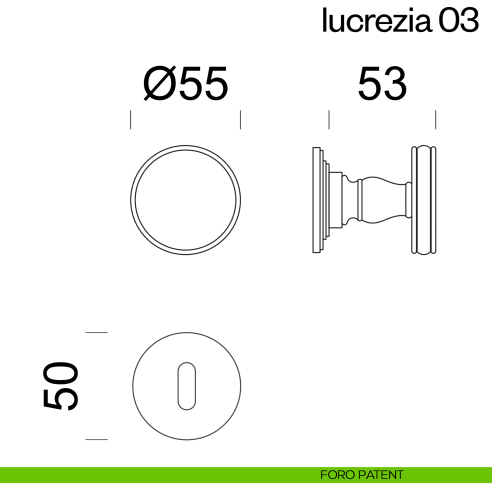 Pomello per porta Lucrezia 03 girevole dnd Handles foro patent