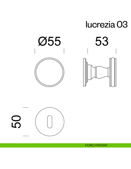 Pomello per porta Lucrezia 03 girevole dnd Handles foro patent