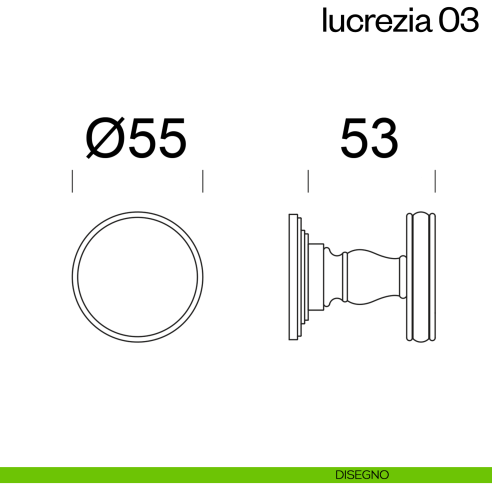 Pomello per porta Lucrezia 03 fisso dnd Handles disegno