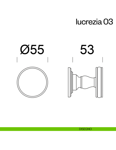 Pomello per porta Lucrezia 03 fisso dnd Handles disegno