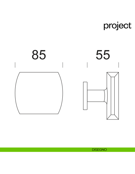 Pomello per porta Project fisso dnd Handles con rosetta quadra disegno