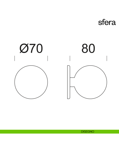 Pomello per porta Sfera ø70 fisso non passante dnd handles disegno