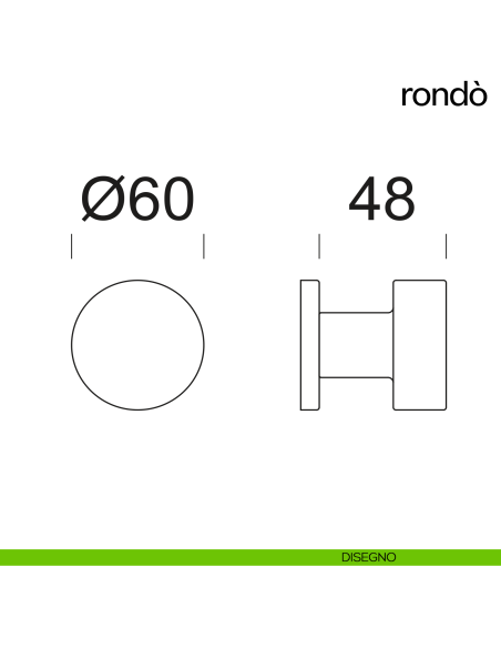 Pomello per porta Rondò fisso dnd handles diametro 60 mm disegno