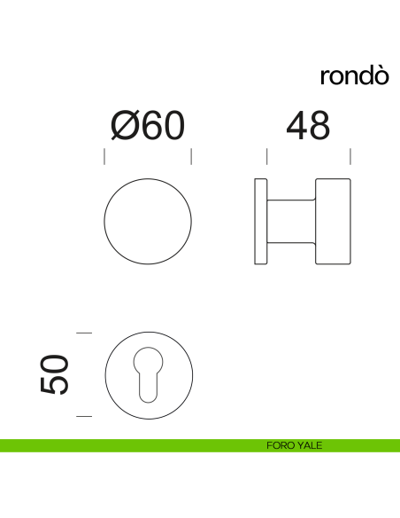 Pomello per porta Rondò girevole dnd by handles diametro 60 mm foro yale
