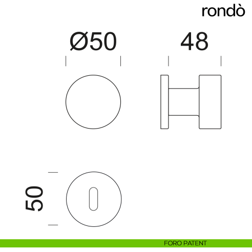 Pomello per porta Rondò girevole dnd Handles diametro 50 mm foro patent