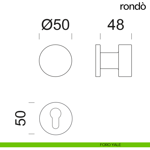 Pomello per porta Rondò girevole dnd Handles diametro 50 mm foro yale