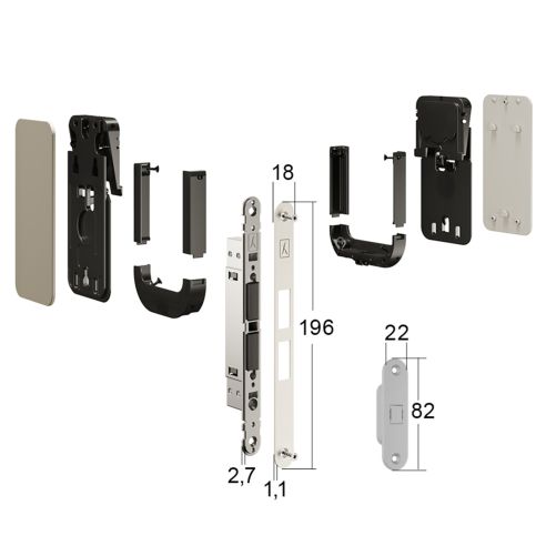 Maniglia invisibile Ghost Bonaiti passage con contropiastra per porta in legno 310-GF42