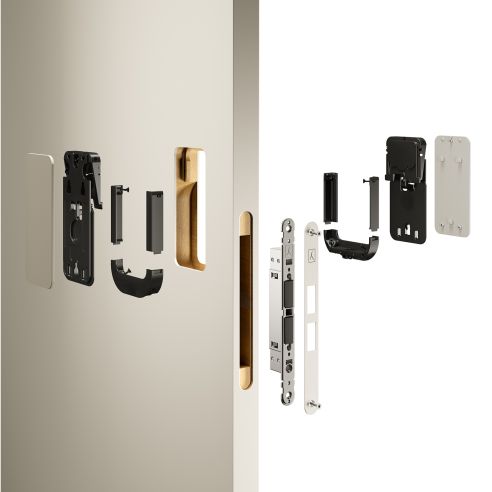 Maniglia invisibile Ghost Bonaiti passage con contropiastra per profilo in alluminio 310-GAL3