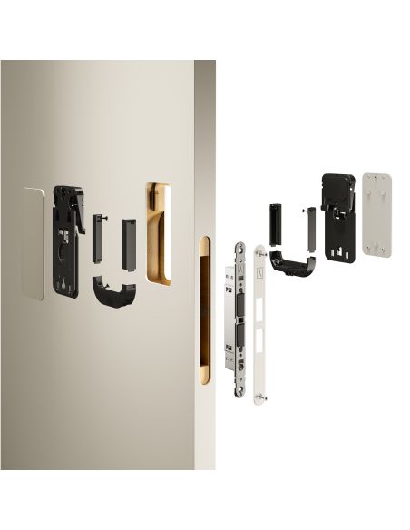 Maniglia invisibile Ghost Bonaiti passage con contropiastra per profilo in alluminio 310-GAL3