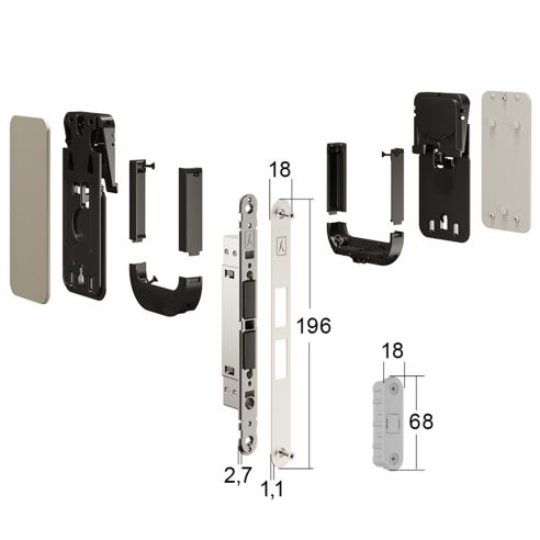 Maniglia invisibile Ghost Bonaiti passage con contropiastra per profilo in alluminio 310-GAL3