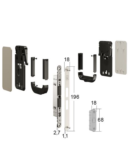 Maniglia invisibile Ghost Bonaiti passage con contropiastra per profilo in alluminio 310-GAL3