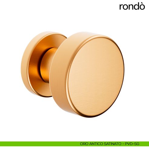 Pomello per porta Rondò fisso dnd handles diametro 60 mm oro antico satinato