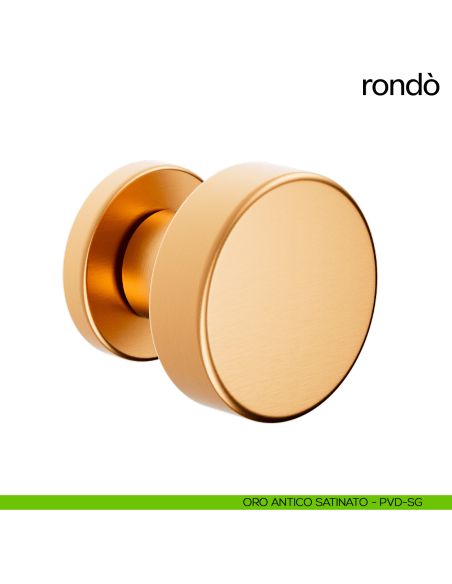 Pomello per porta Rondò fisso dnd handles diametro 60 mm oro antico satinato