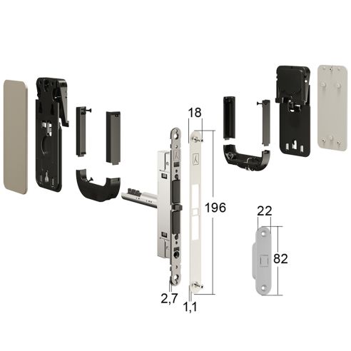 Maniglia invisibile Ghost Bonaiti privacy bagno con contropiastra per porta in legno 311-GF42