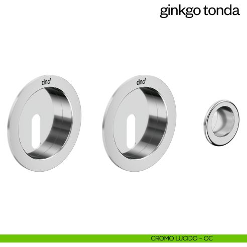Maniglia incasso Ginkgo Tonda con foro chiave e serratura dnd cromo lucido