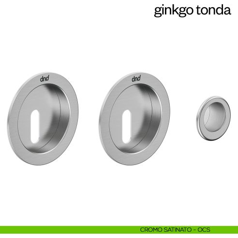 Maniglia incasso Ginkgo Tonda con foro chiave e serratura dnd cromo satinato