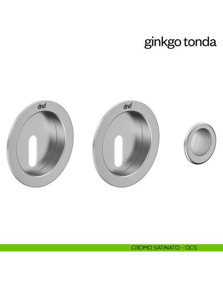 Maniglia incasso Ginkgo Tonda con foro chiave e serratura dnd cromo satinato