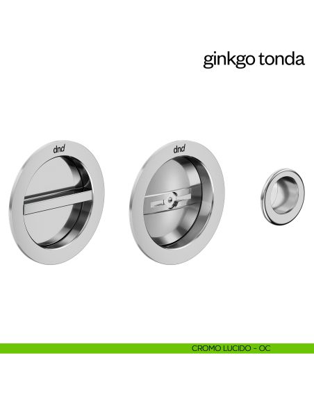 Maniglia incasso Ginkgo Tonda con nottolino e serratura dnd cromo lucido