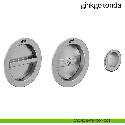 Maniglia incasso Ginkgo Tonda con nottolino e serratura dnd cromo satinato