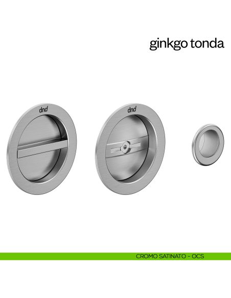 Maniglia incasso Ginkgo Tonda con nottolino e serratura dnd cromo satinato